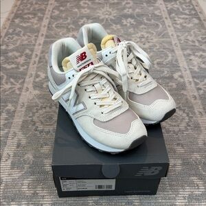 New Balance Women’s 574 Cream and White Sneakers